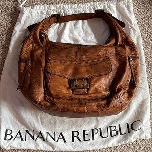 Banana Republic Cognac Color Leather Slouchy Shoulder Purse